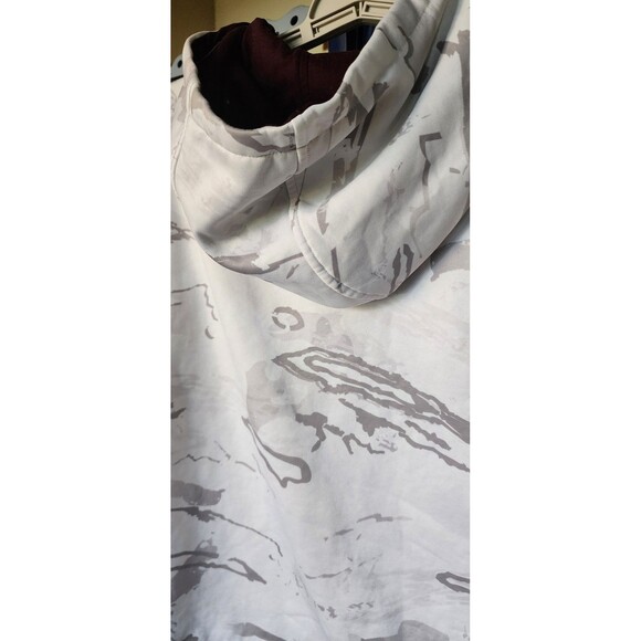 Under Armour Hoodie Mens Large White Gray Camo ColdGear Loose Fit Pullover D25 - Picture 6 of 7